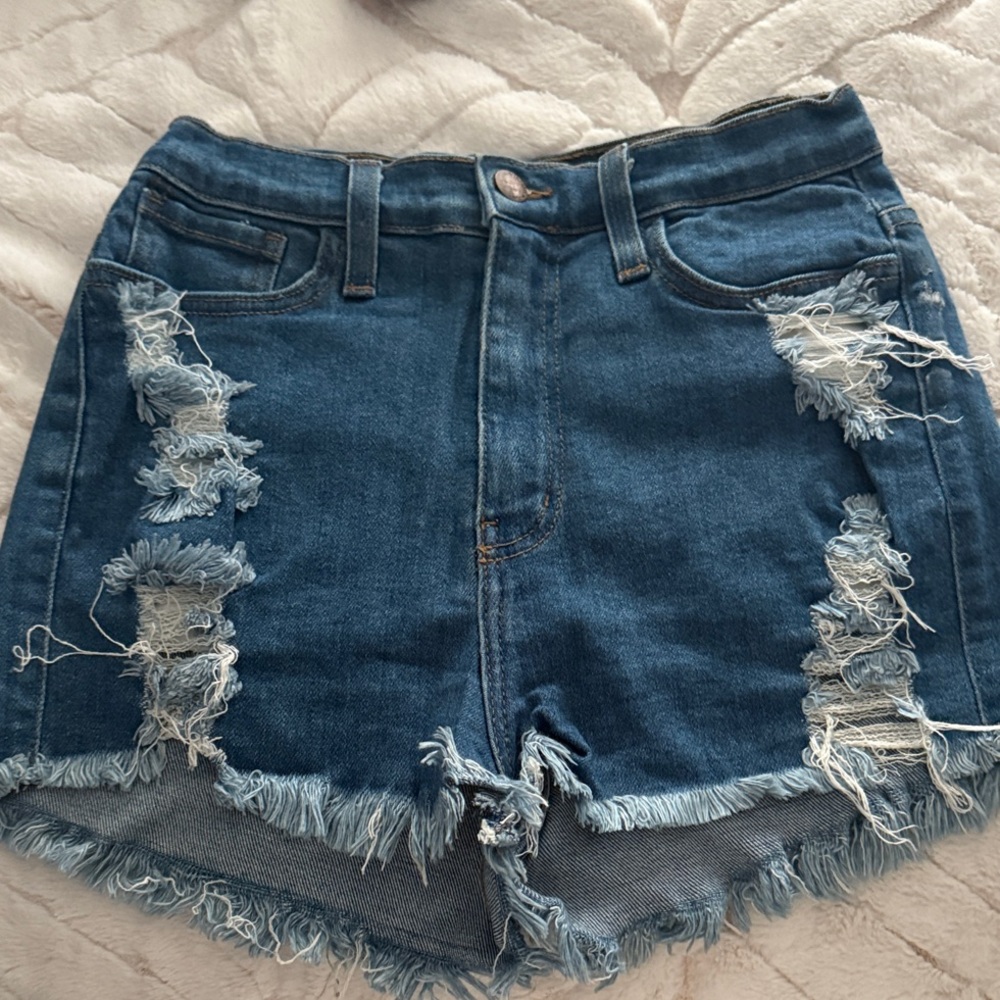 Vibrant MIU Blue Denim Shorts
